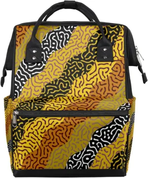 Abstract Geometric Stripes Diaper Bag Tote Large Capacity Waterproof with Adjustable Shoulder Strap and Pram Straps Mommy Bag for Hospital Beach Weekender Travel