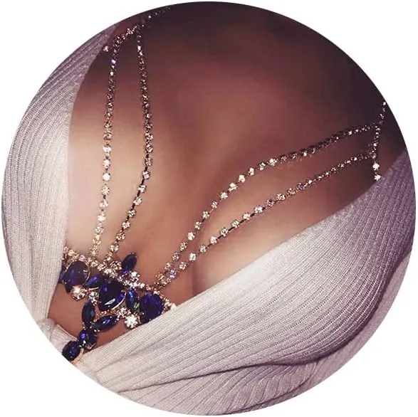 Acenail Crystal Sexy Body Chain Bikini Rhinestone Body Chains Gold Bra Beach Wrist Chains Beach Belt Chains Summer Boho Body Jewelry for Women and Girls