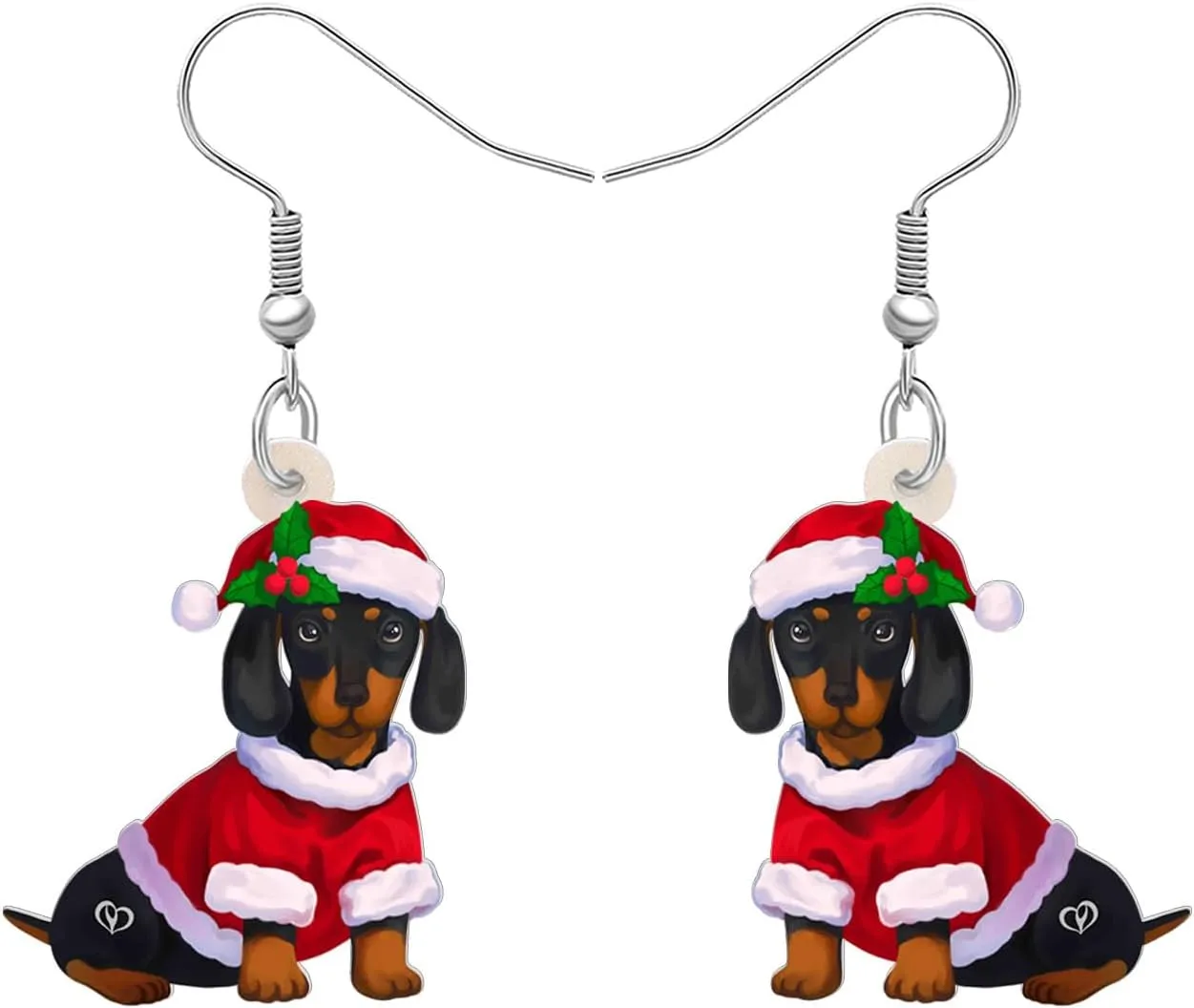Acrylic Cute Christmas Dachshund Dog Pets Dangle Earrings for Dog Mom Gifts Lovers Anime Puppy Weiner Jewelry for Women Holiday Party Decorations
