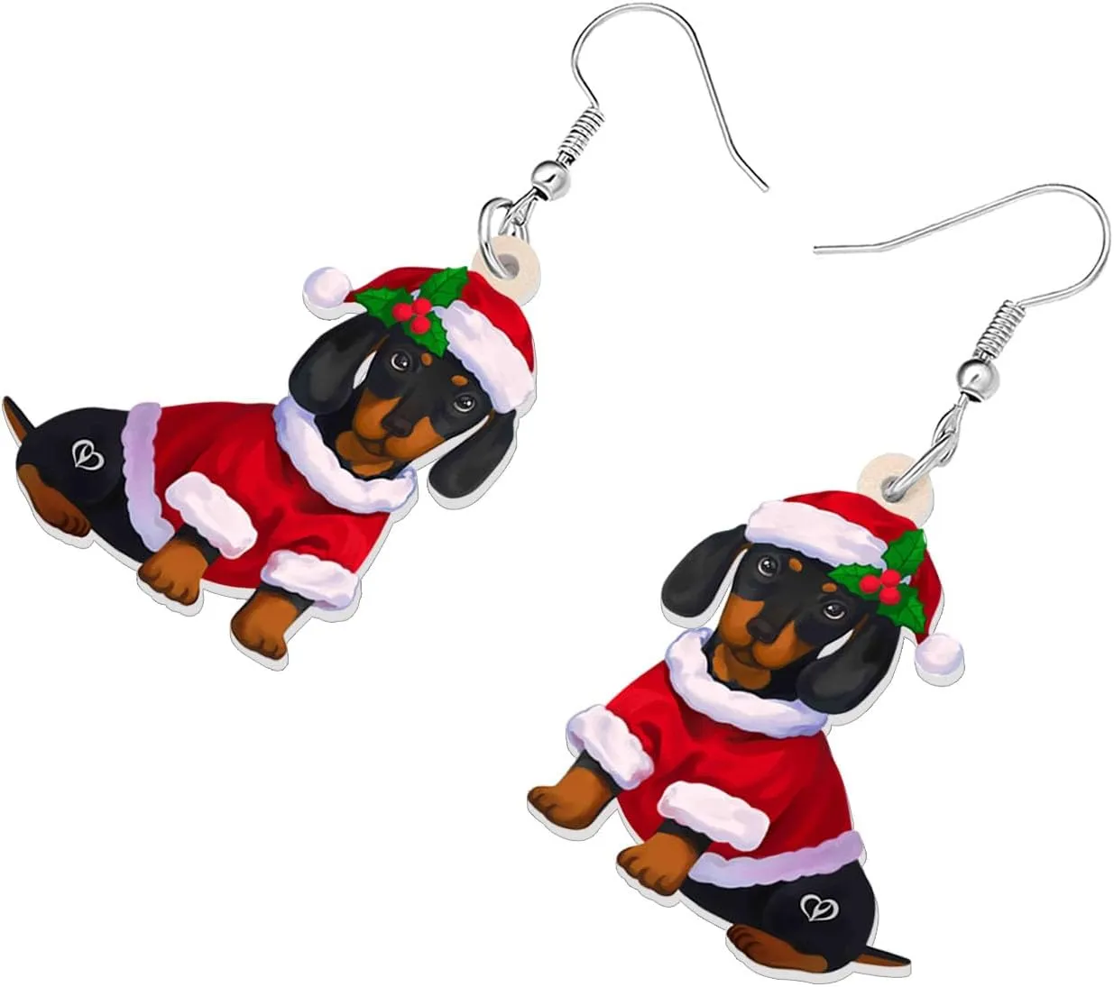 Acrylic Cute Christmas Dachshund Dog Pets Dangle Earrings for Dog Mom Gifts Lovers Anime Puppy Weiner Jewelry for Women Holiday Party Decorations