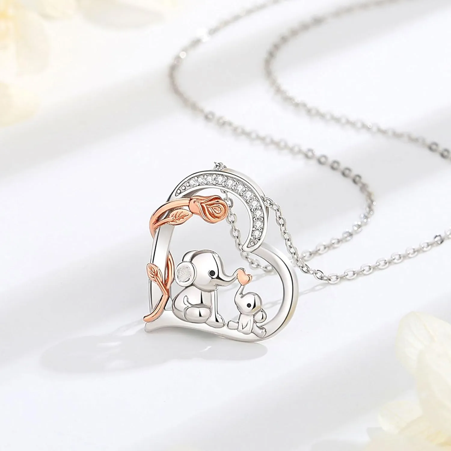 AEONSLOVE 925 Sterling Silver Animal Necklaces, Elephant/Sea Turtle/Highland Cow Pendant Necklaces Animals Jewelry Gifts for Women