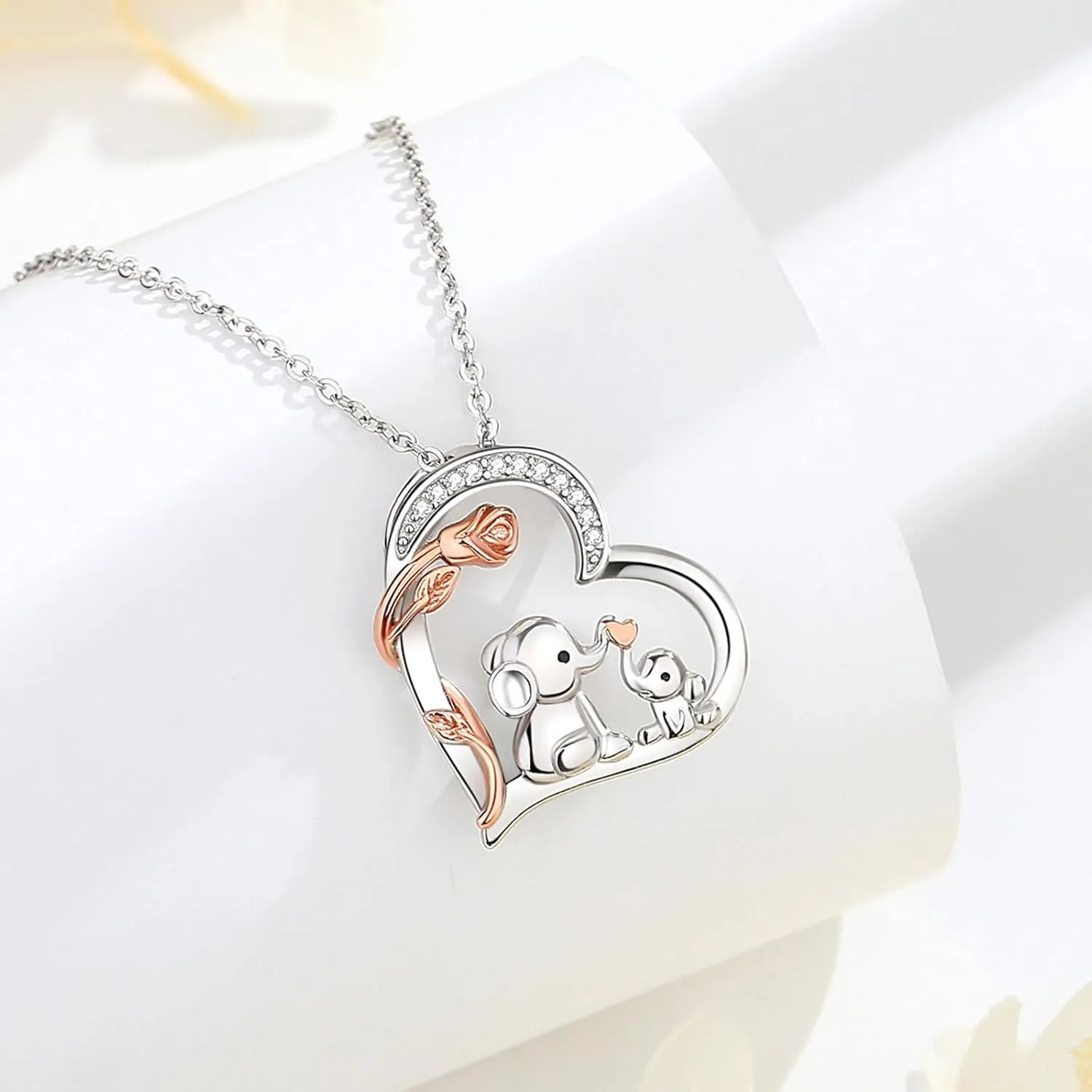 AEONSLOVE 925 Sterling Silver Animal Necklaces, Elephant/Sea Turtle/Highland Cow Pendant Necklaces Animals Jewelry Gifts for Women