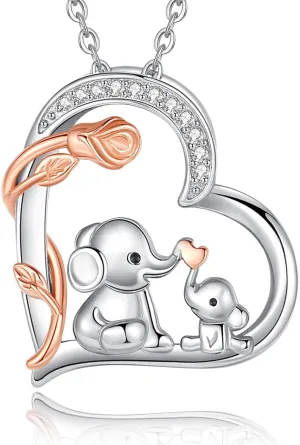 AEONSLOVE 925 Sterling Silver Animal Necklaces, Elephant/Sea Turtle/Highland Cow Pendant Necklaces Animals Jewelry Gifts for Women
