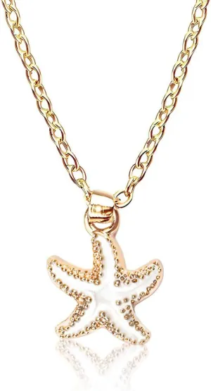 Aesthetic Starfish Necklaces for Women Trendy Ocean Beach Pendant Necklace for Her Fashion Sweater Dress Necklace for Women
