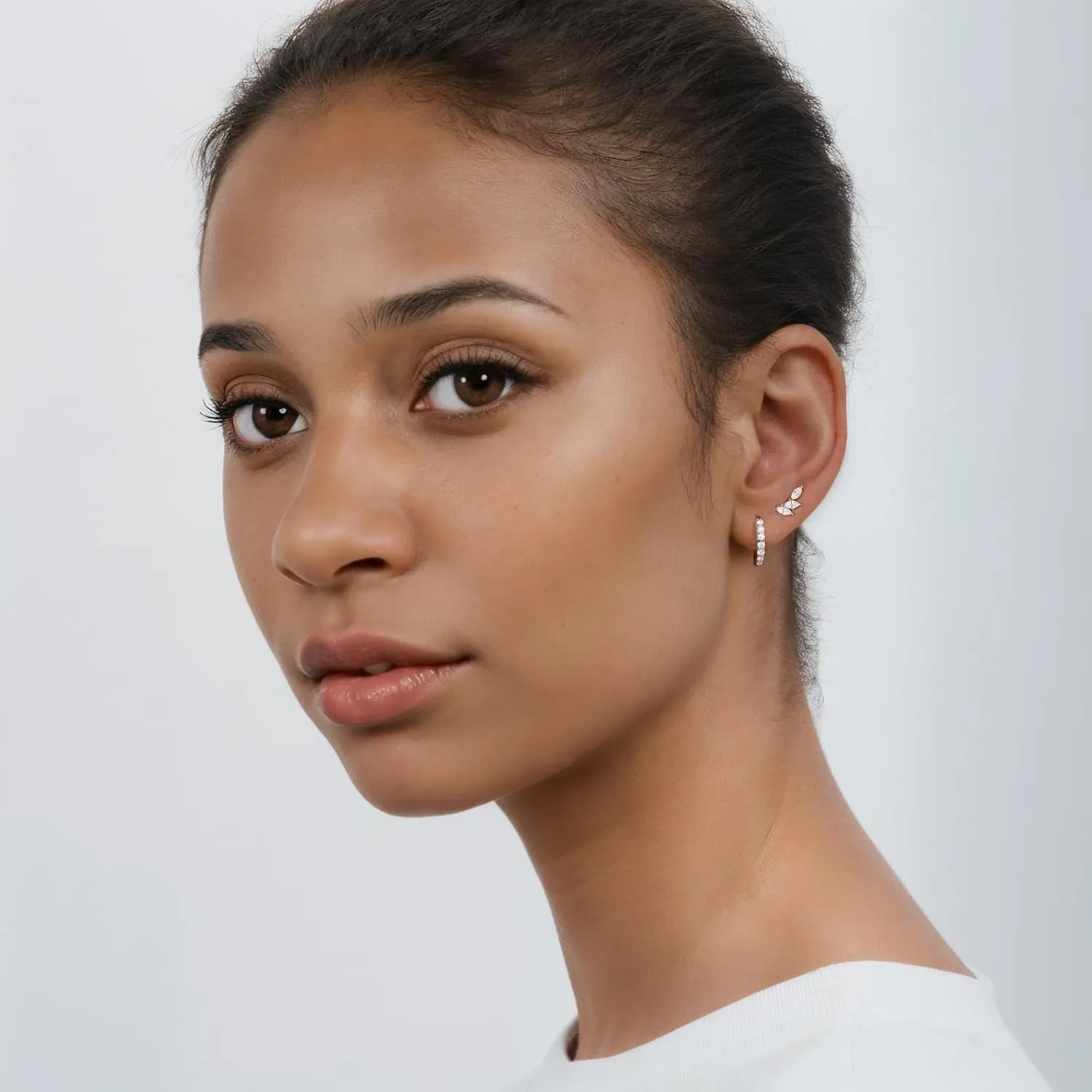 Angelady Sterling Silver Earrings Set for Women, Gold Plated Stud Hoop Earring Stacks for Women, Cartilage Huggies Earrings Set for Multiple Piercings