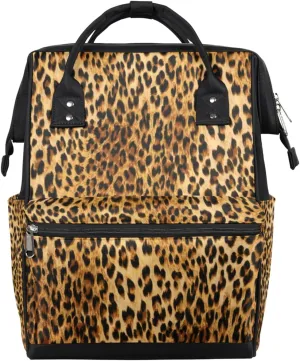 Animal Tiger Leopard Skin Print Diaper Bag Tote Large Capacity Waterproof with Adjustable Shoulder Strap and Pram Straps Mommy Bag for Hospital Beach Weekender Travel