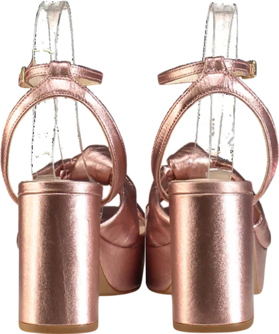 Anthropologie Metallic Rose Gold Knot Platform Heeled Sandals UK 5 EU 38 