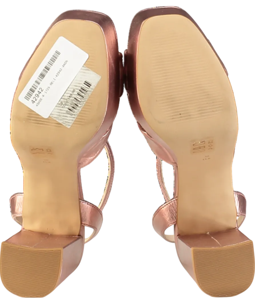 Anthropologie Metallic Rose Gold Knot Platform Heeled Sandals UK 5 EU 38 