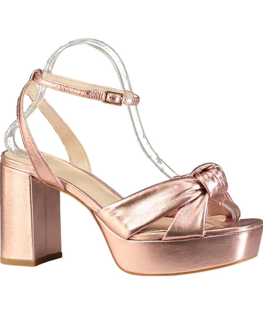 Anthropologie Metallic Rose Gold Knot Platform Heeled Sandals UK 5 EU 38 