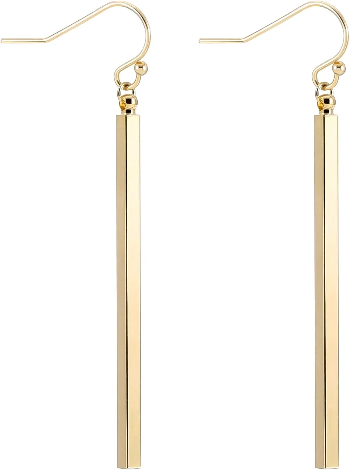 Aobei Pearl 18K Gold/Platimun Plated Brass Long Vertical Bar Drop Dangle Earring Minimal Hanging Earrings Geometric jewelry for Women