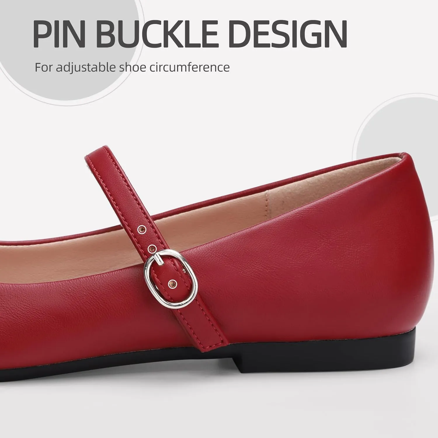 ATHMILE Mary Jane Shoes Women Ballet Flats Shoes for Women Slip on Comfortable Dressy Adjustable Strap for Work Office Business Casual