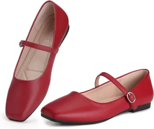 ATHMILE Mary Jane Shoes Women Ballet Flats Shoes for Women Slip on Comfortable Dressy Adjustable Strap for Work Office Business Casual