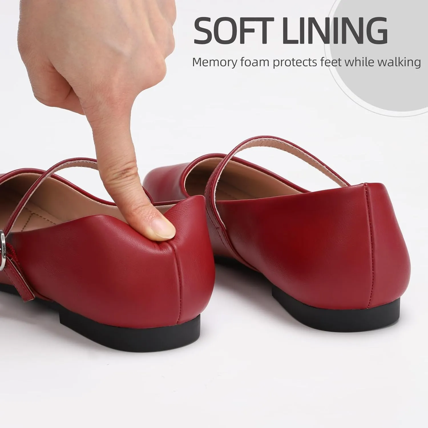 ATHMILE Mary Jane Shoes Women Ballet Flats Shoes for Women Slip on Comfortable Dressy Adjustable Strap for Work Office Business Casual