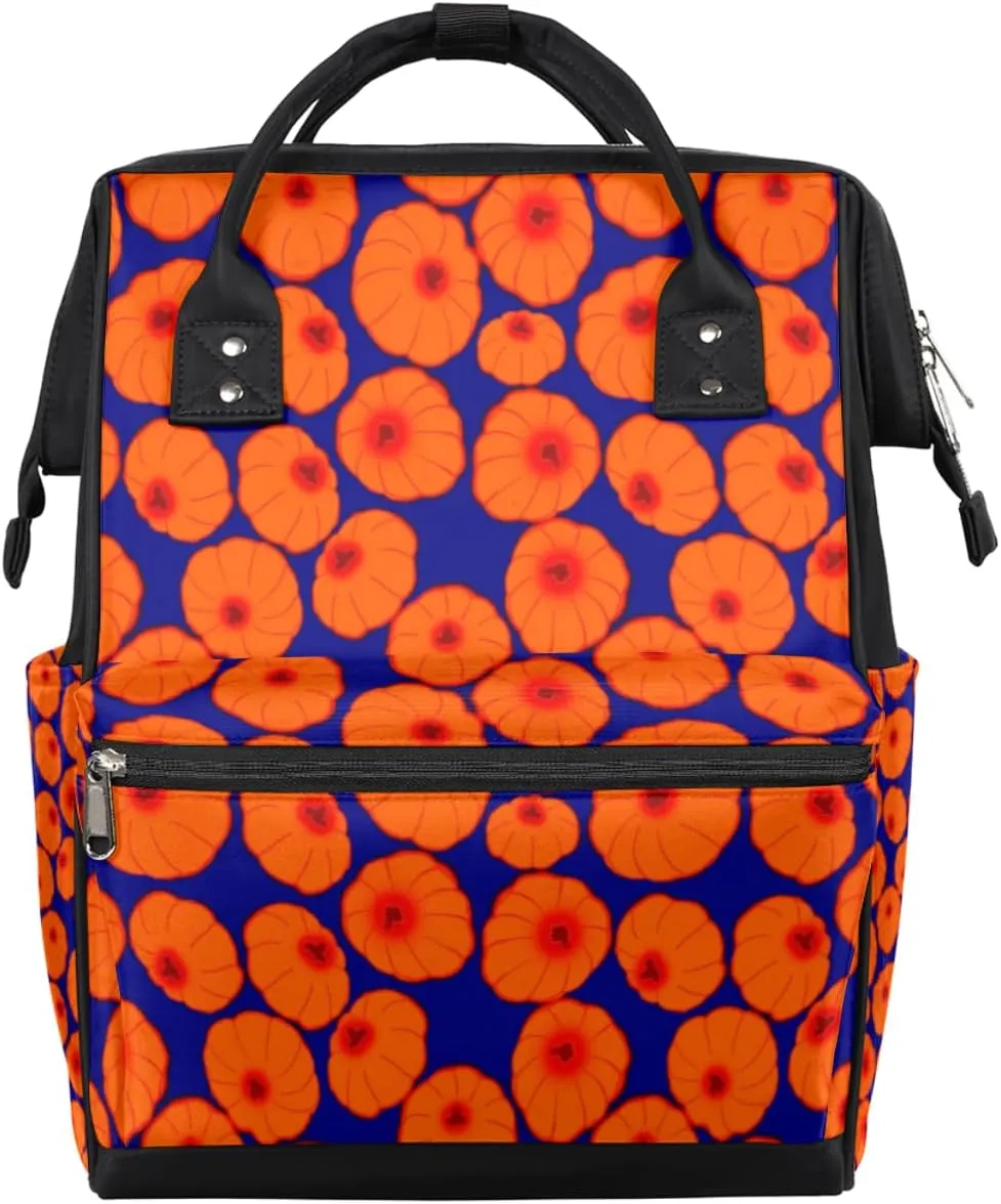 Autumn Pumpkins Pattern Diaper Bag Tote Large Capacity Waterproof with Adjustable Shoulder Strap and Pram Straps Mommy Bag for Hospital Beach Weekender Travel