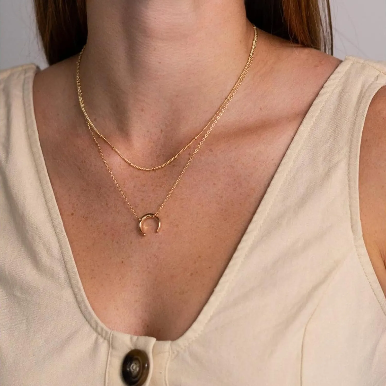 Ava Riley Necklace for Women, 14K Gold-Plated Dainty Choker, Silver Layered Necklaces for Women, Trendy Beach Jewelry