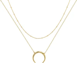 Ava Riley Necklace for Women, 14K Gold-Plated Dainty Choker, Silver Layered Necklaces for Women, Trendy Beach Jewelry