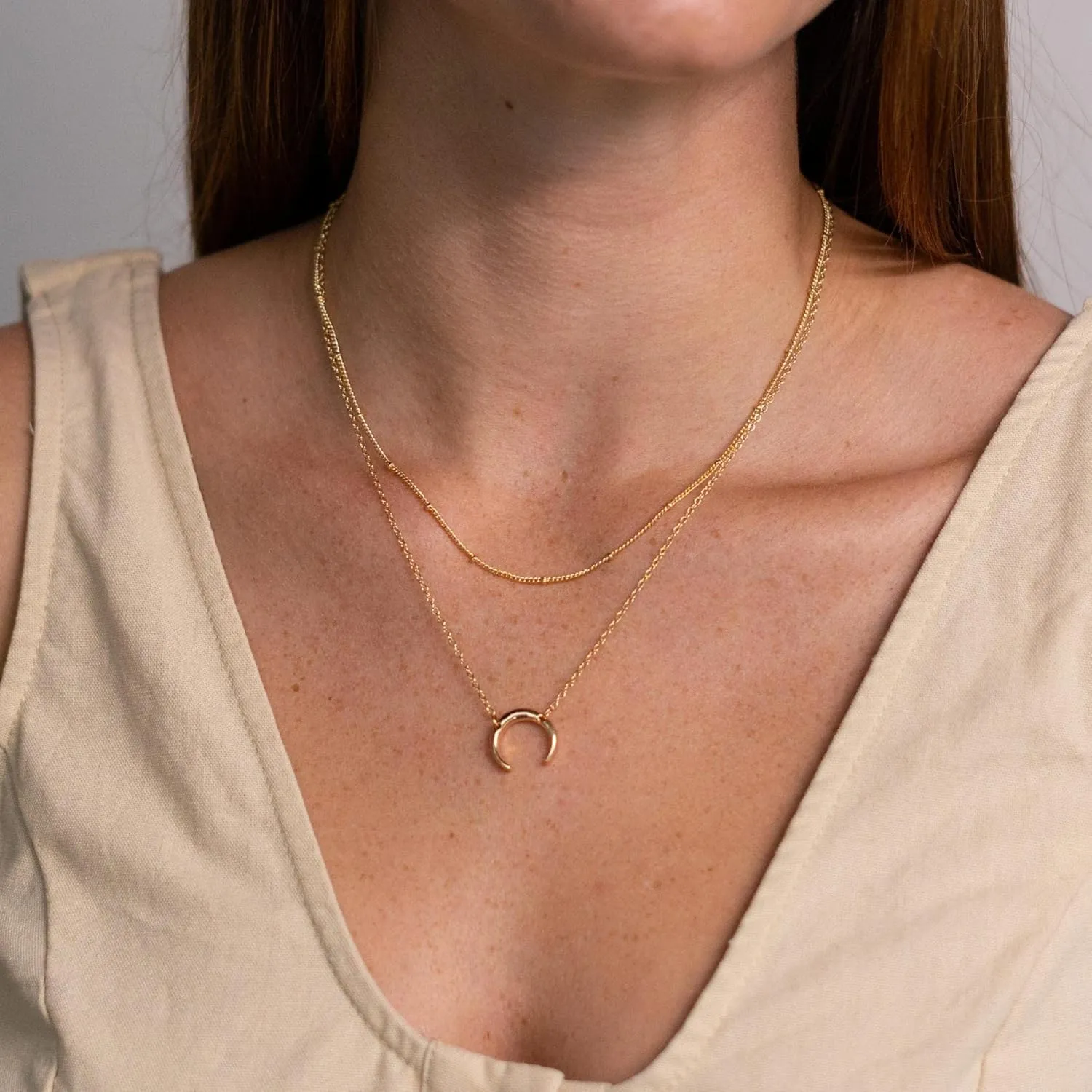 Ava Riley Necklace for Women, 14K Gold-Plated Dainty Choker, Silver Layered Necklaces for Women, Trendy Beach Jewelry