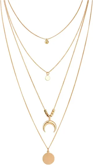 Bar Layered Necklace Charm Sequins Necklace Gold Pendant Necklace Fashion Jewelry For Women And Girls s Necklace