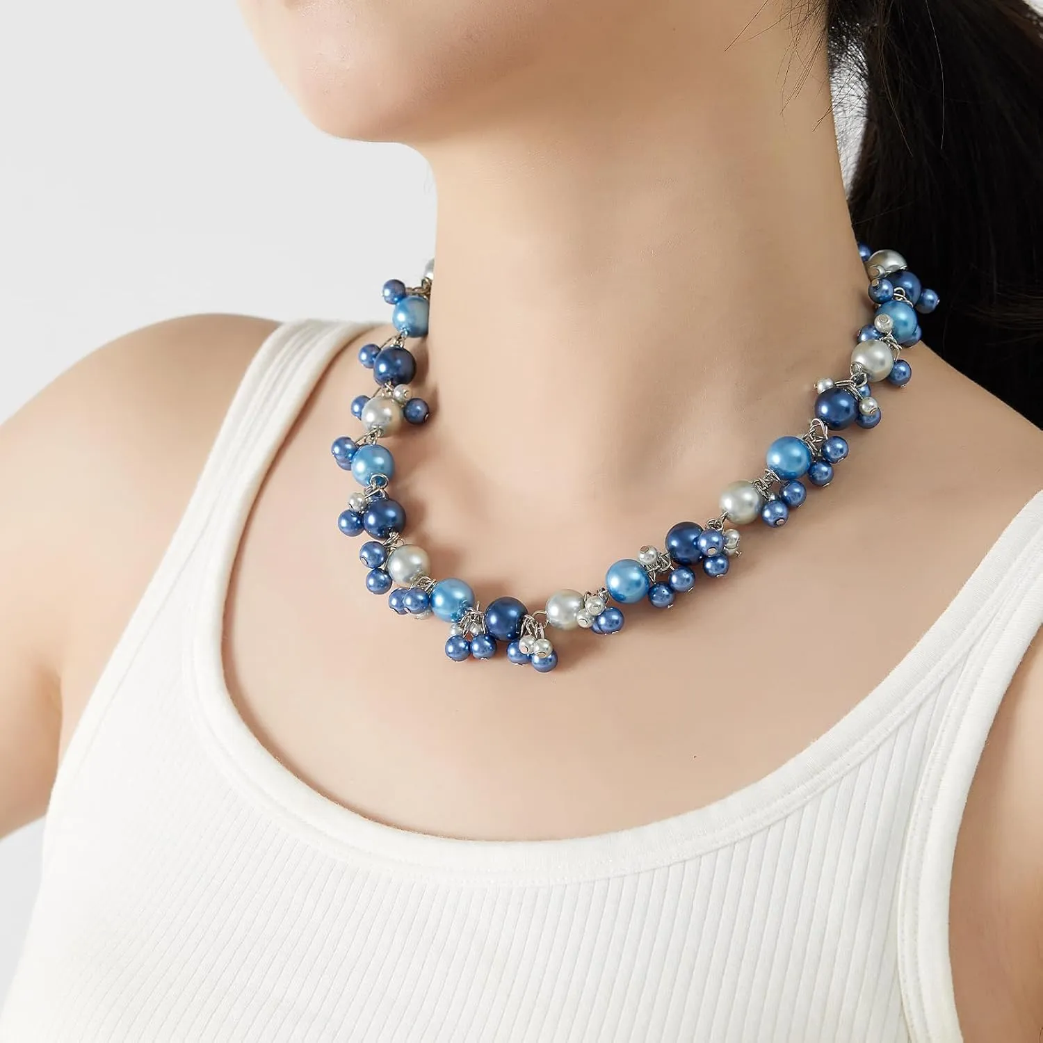 Beaded Pearl Necklace - Elegant Pearl Choker Necklaces for Women Fashion Jewelry Birthday Gift for Mom