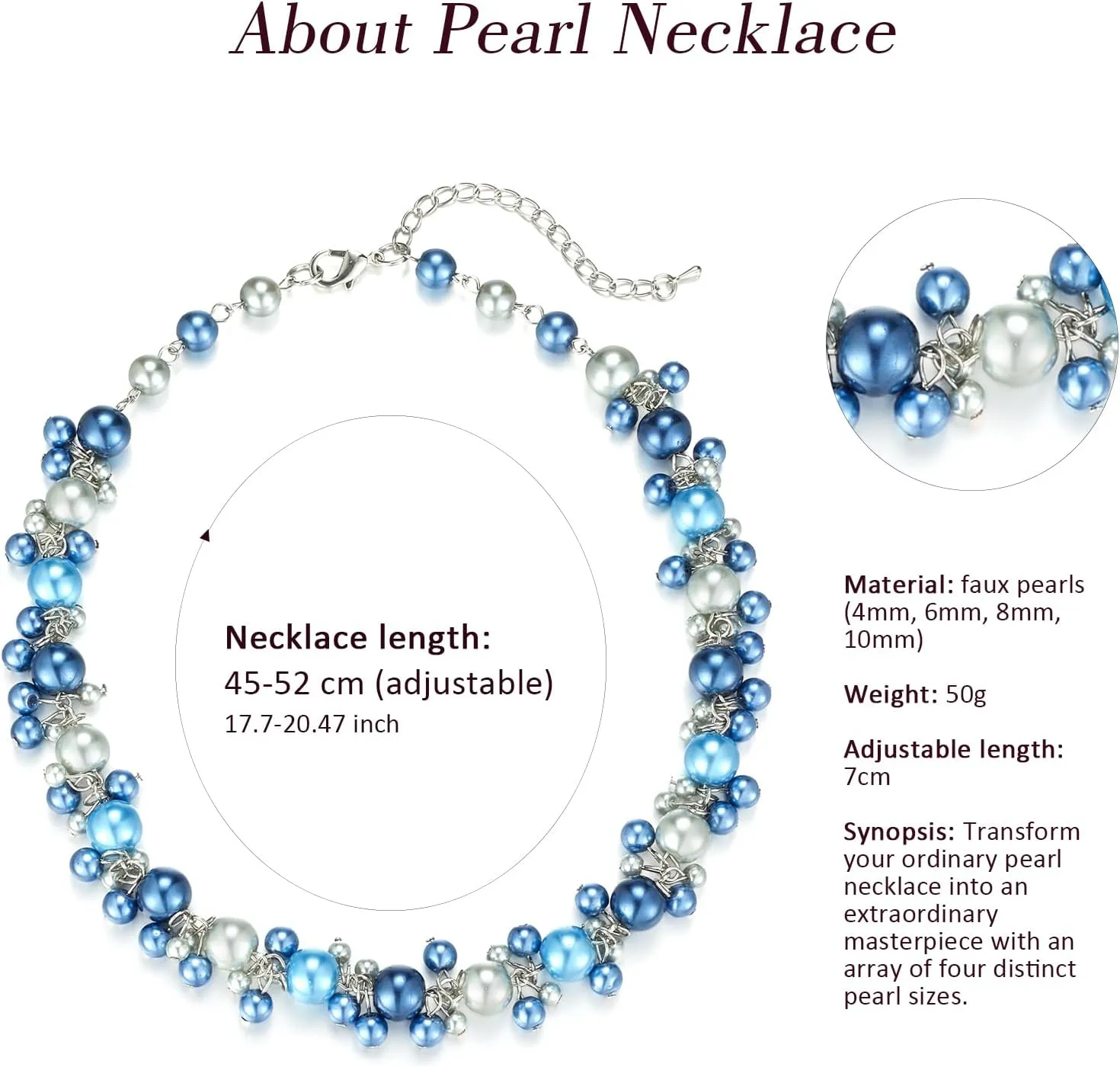 Beaded Pearl Necklace - Elegant Pearl Choker Necklaces for Women Fashion Jewelry Birthday Gift for Mom