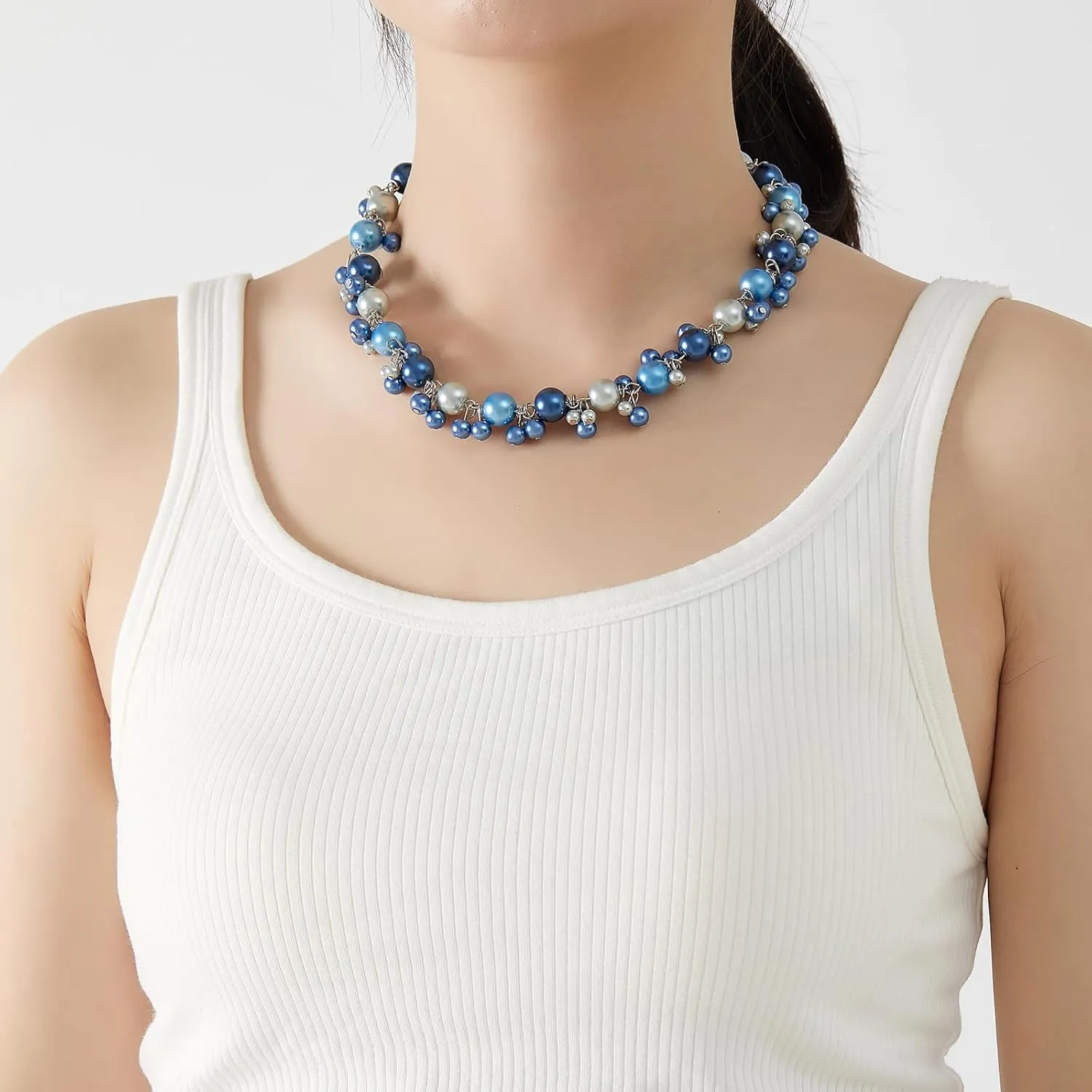 Beaded Pearl Necklace - Elegant Pearl Choker Necklaces for Women Fashion Jewelry Birthday Gift for Mom