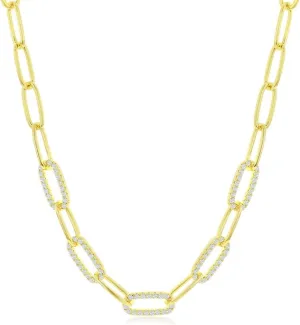 Beaux Bijoux Paperclip Chain Necklaces for Women | Sterling Silver 14k Gold Plated | Women's Trendy Layering Necklaces | Choose Width and Length | Fine Chain Necklaces Crafted in Italy