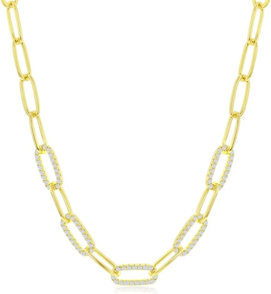 Beaux Bijoux Paperclip Chain Necklaces for Women | Sterling Silver 14k Gold Plated | Women's Trendy Layering Necklaces | Choose Width and Length | Fine Chain Necklaces Crafted in Italy