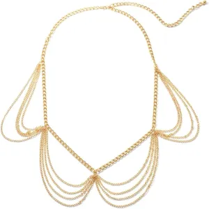 Belly Chains Women, Waist Chain Cute Multilayer Chains Alloy Curb Waist Chain Body Jewelry Accessories