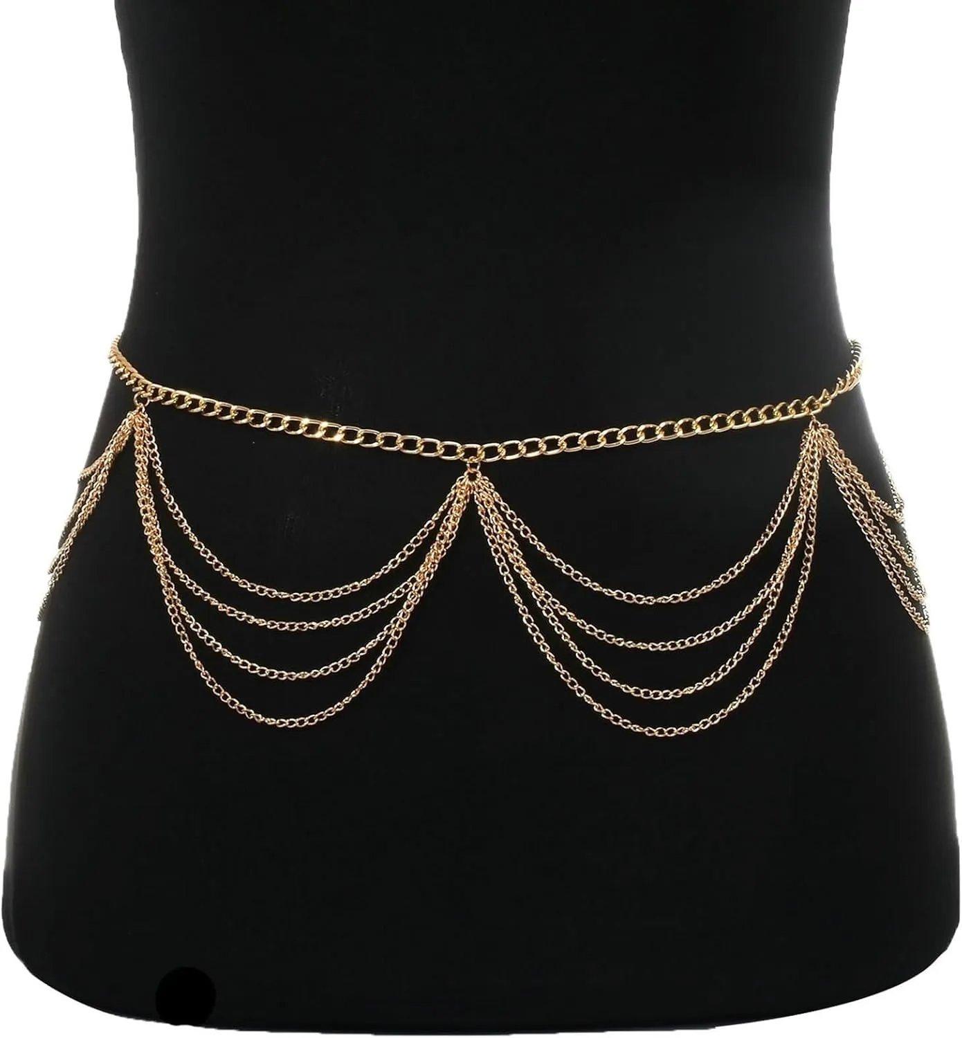 Belly Chains Women, Waist Chain Cute Multilayer Chains Alloy Curb Waist Chain Body Jewelry Accessories