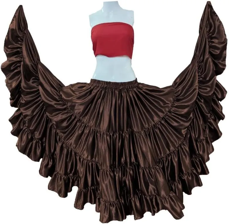 Belly Dance Skirt 25 Yard 4 Tier Gypsy Flared Skirt Jupe Spinning Skirt (One Size) S20