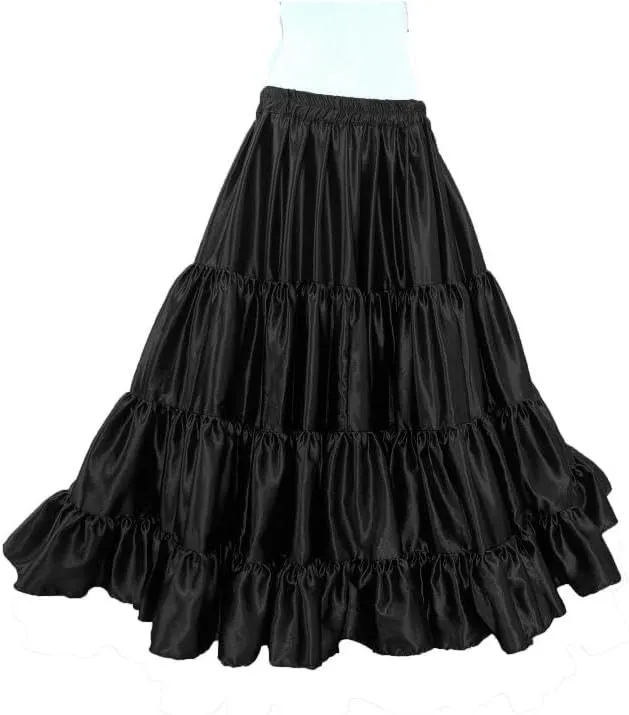 Belly Dance Skirt 25 Yard 4 Tier Gypsy Flared Skirt Jupe Spinning Skirt (One Size) S20