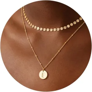 BENEIGE Initial Necklace for Women 14K Gold Plated Letter Pendant Necklaces Dainty Gold Layered Necklace Jewelry For Women