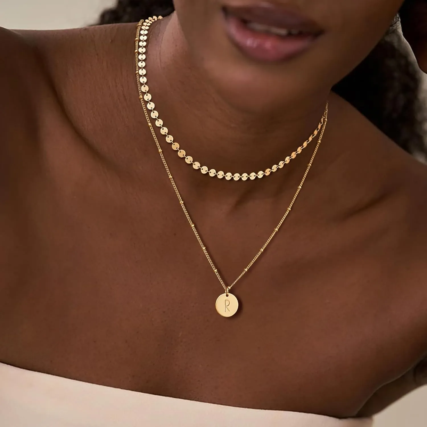 BENEIGE Initial Necklace for Women 14K Gold Plated Letter Pendant Necklaces Dainty Gold Layered Necklace Jewelry For Women