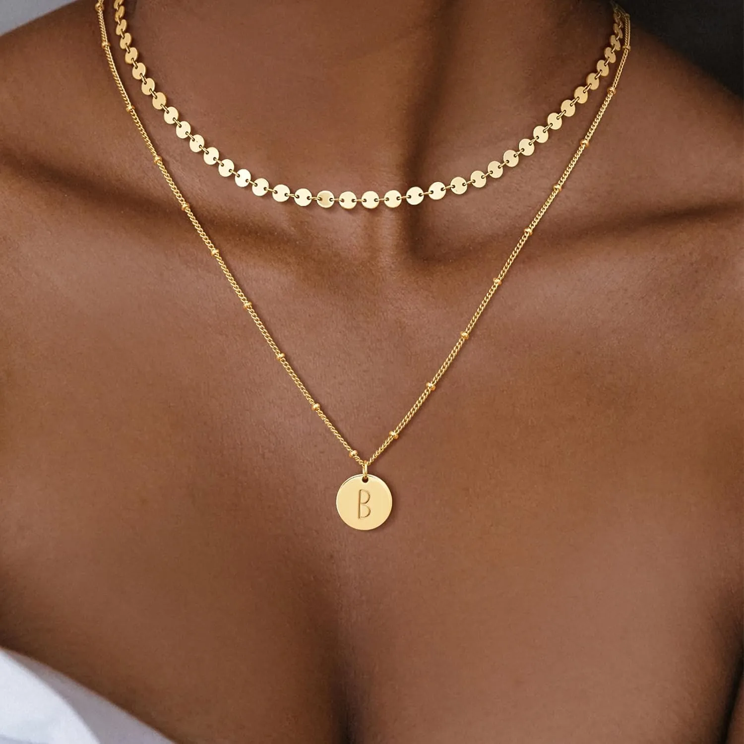 BENEIGE Initial Necklace for Women 14K Gold Plated Letter Pendant Necklaces Dainty Gold Layered Necklace Jewelry For Women