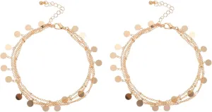 BESPORTBLE 2pcs Women Alloy Foot Chains Outdoor Beach Anklets Gold Anklets for Women