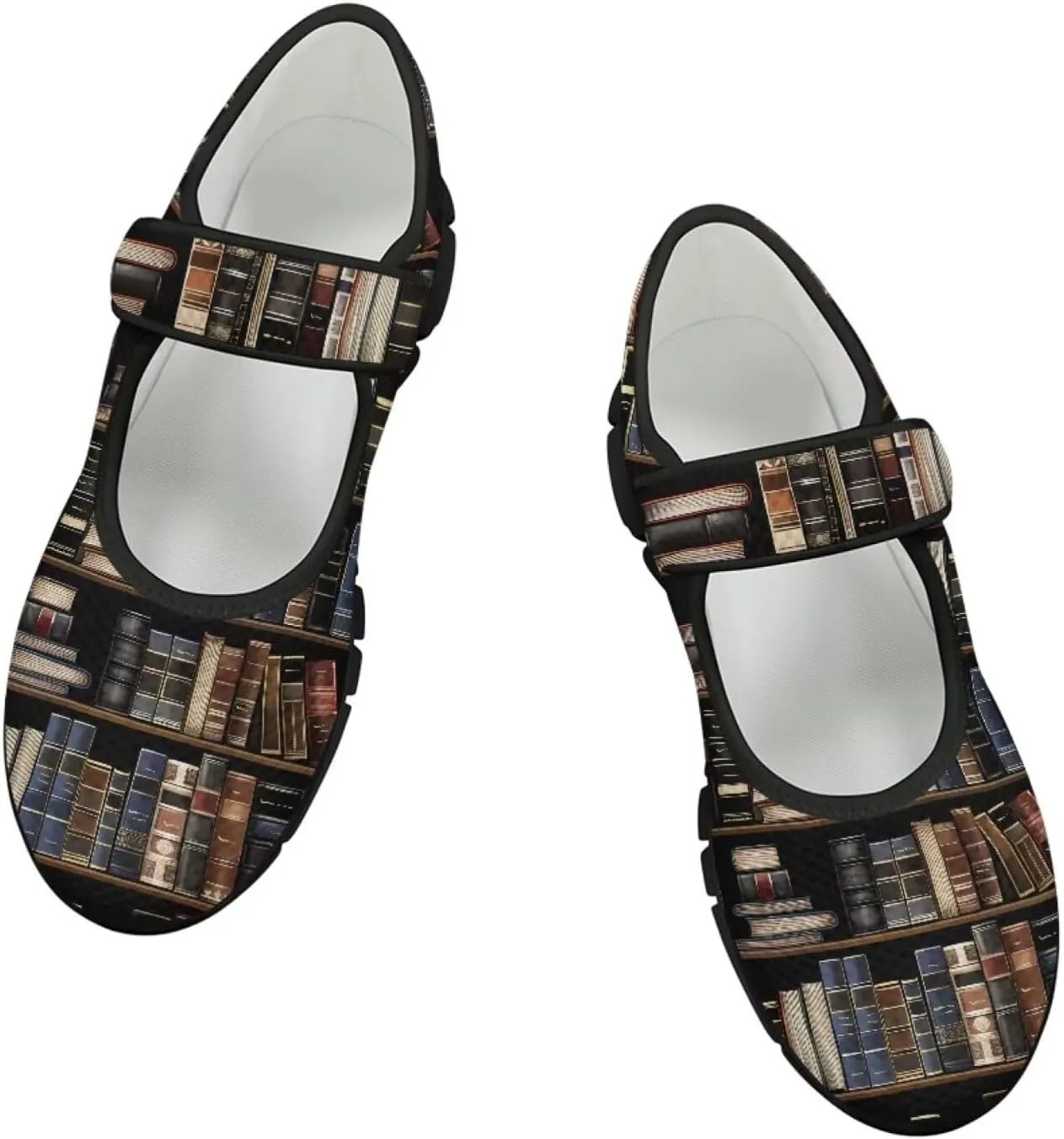 Binienty Womens Mary Jane Shoes Slip On Loafers with Adjust Hook and Loop Breathable Mesh Walking Sneakers