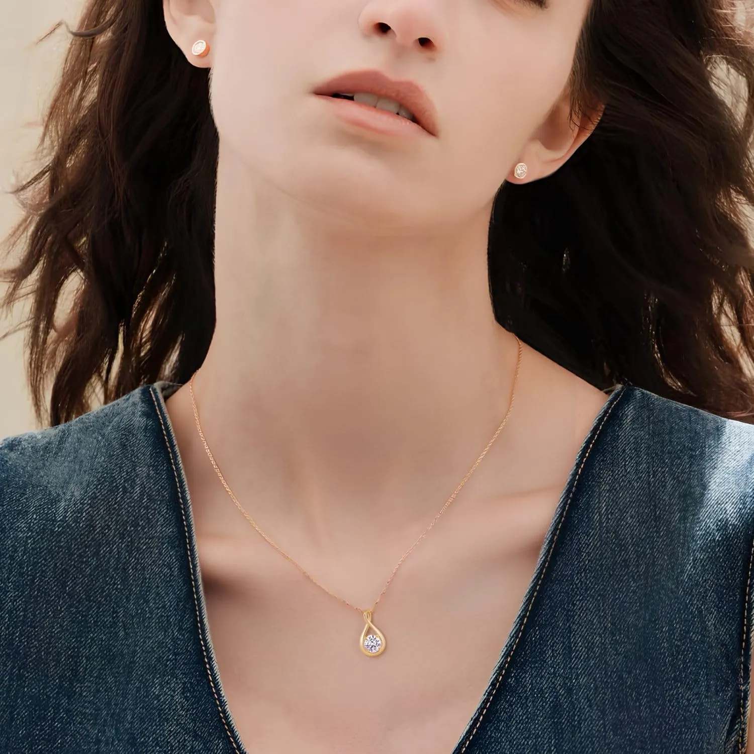 Birthstone Necklaces for Women Sterling Silver Dainty Infinity Necklace Diamond Pendant Necklaces Trendy Gold Jewelry