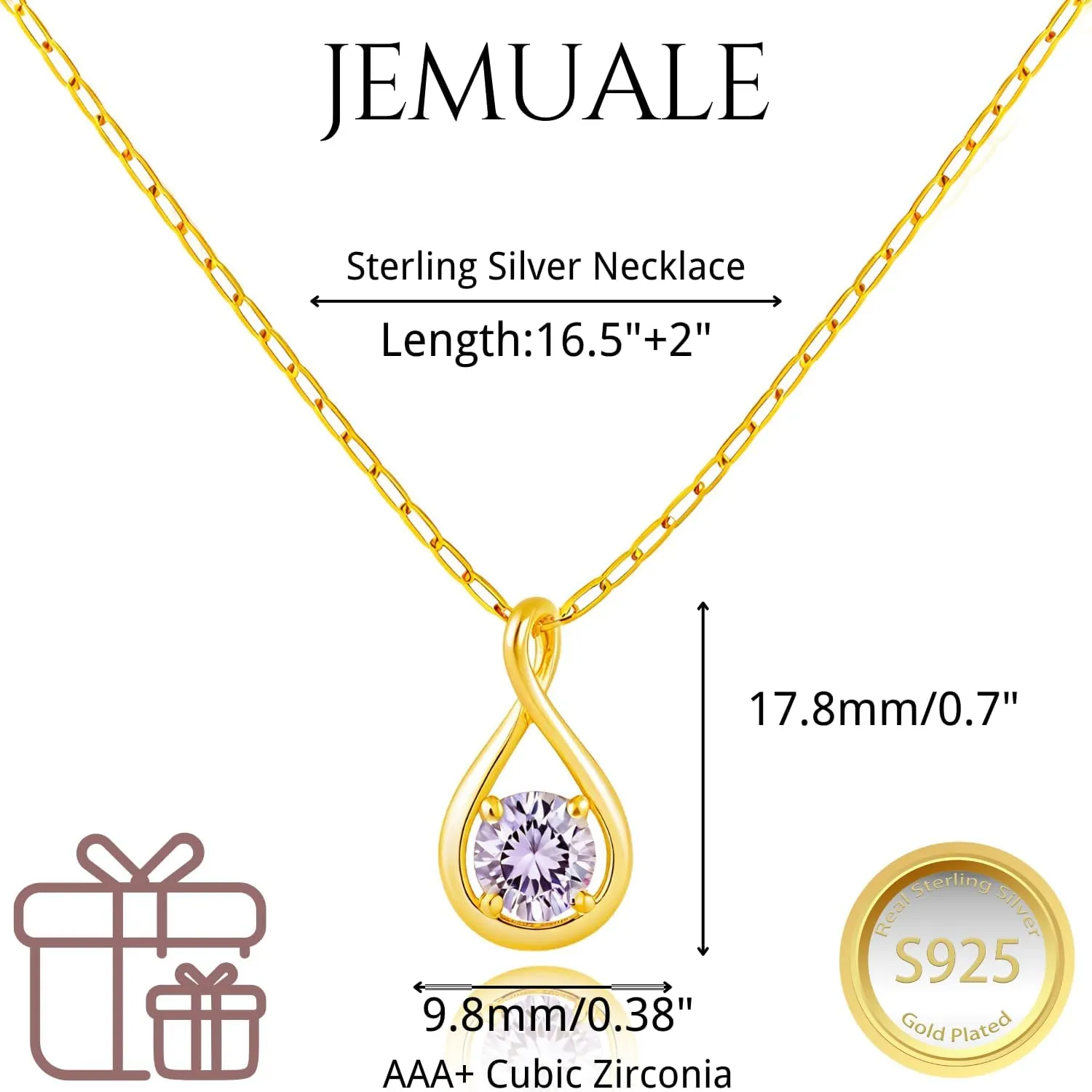 Birthstone Necklaces for Women Sterling Silver Dainty Infinity Necklace Diamond Pendant Necklaces Trendy Gold Jewelry