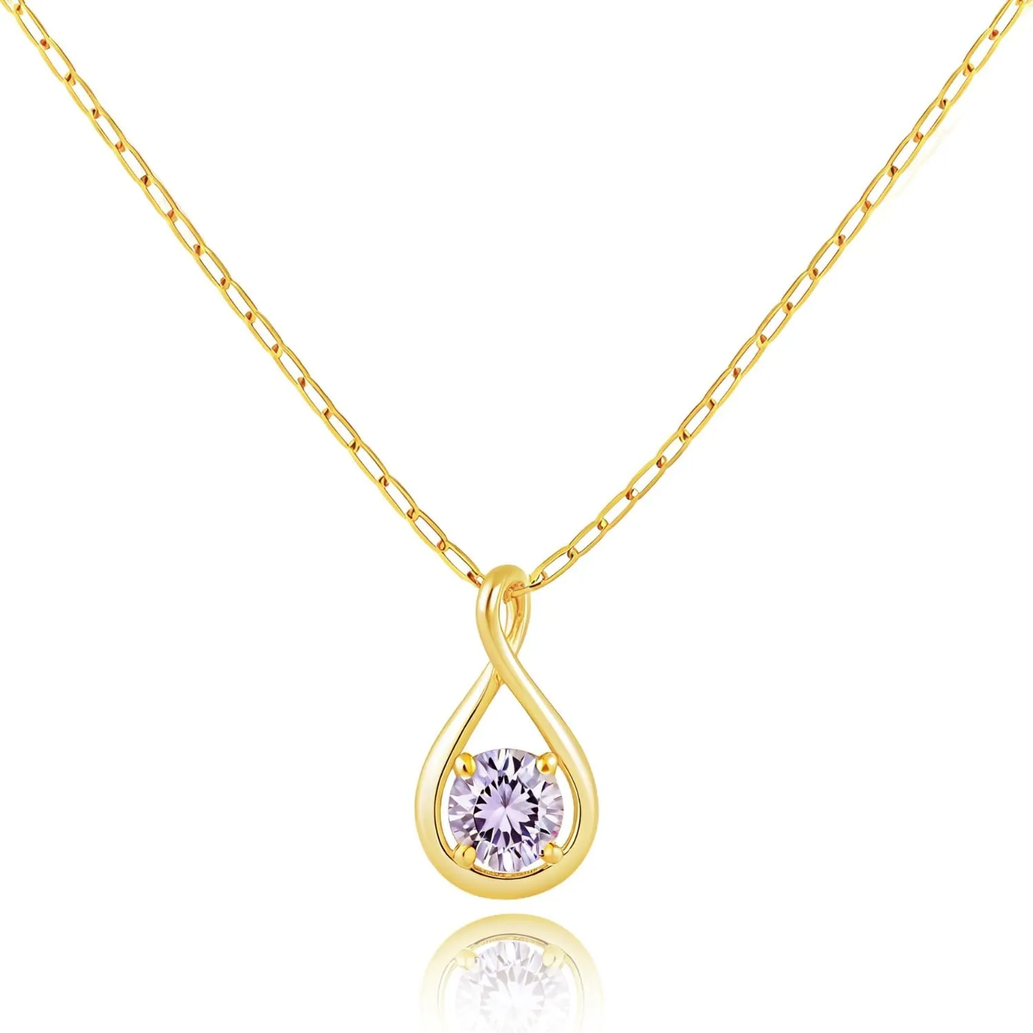 Birthstone Necklaces for Women Sterling Silver Dainty Infinity Necklace Diamond Pendant Necklaces Trendy Gold Jewelry