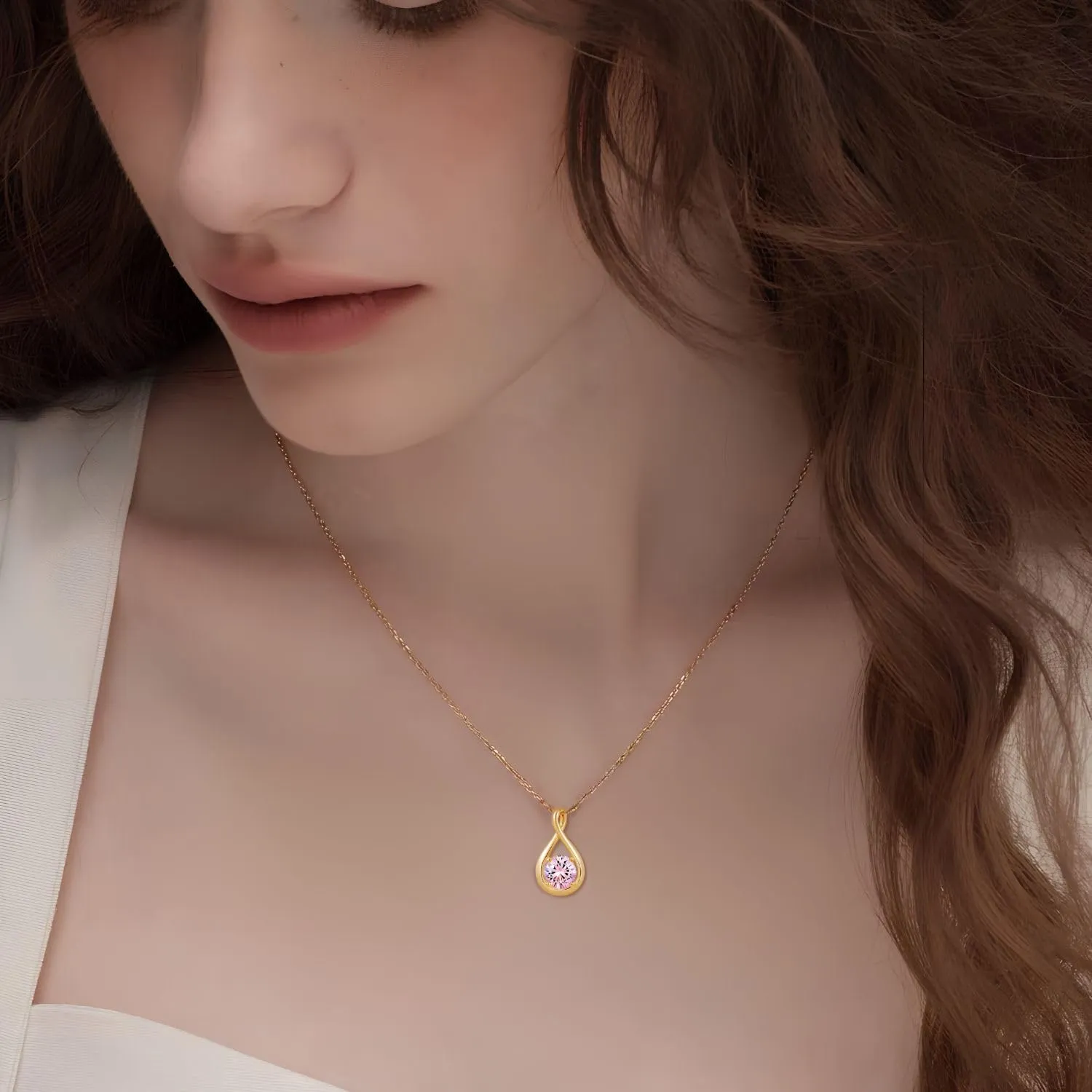 Birthstone Necklaces for Women Sterling Silver Dainty Infinity Necklace Diamond Pendant Necklaces Trendy Gold Jewelry