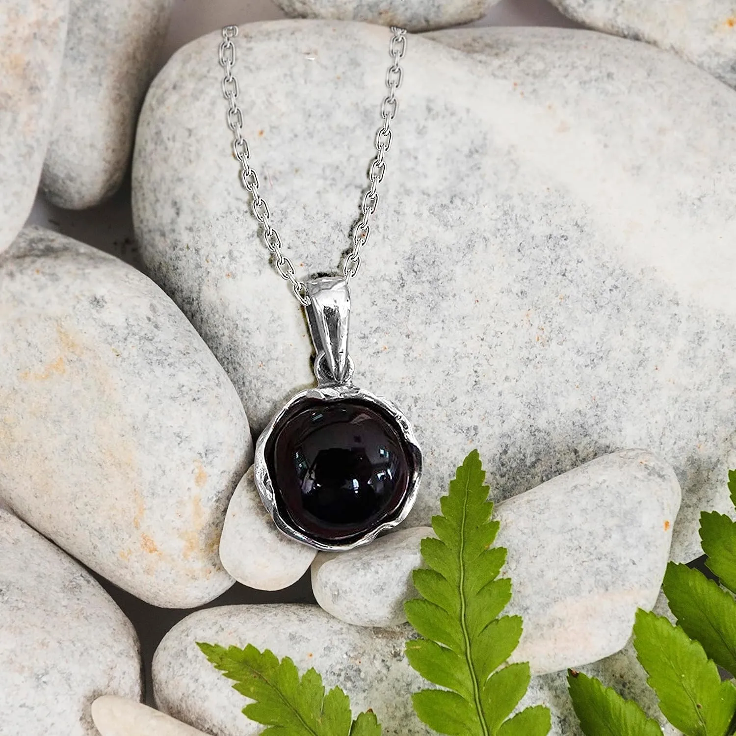 Black Onyx Necklaces for Women Silver - Black Onyx Pendant - 925 Sterling Silver July Birthstone Necklace - Dainty Necklace for Women - Everyday Jewelry for Women