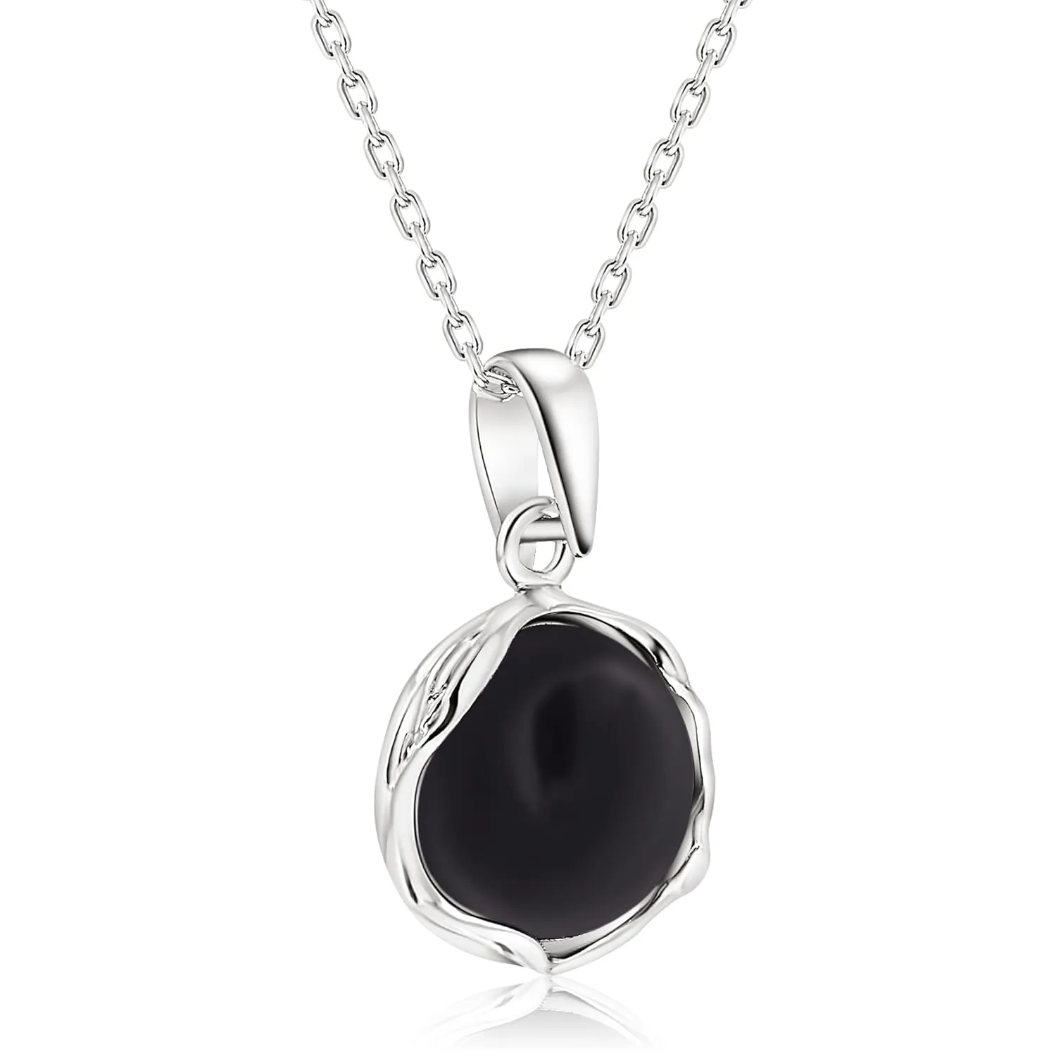 Black Onyx Necklaces for Women Silver - Black Onyx Pendant - 925 Sterling Silver July Birthstone Necklace - Dainty Necklace for Women - Everyday Jewelry for Women