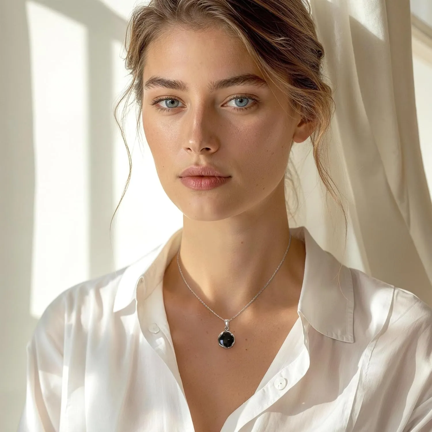 Black Onyx Necklaces for Women Silver - Black Onyx Pendant - 925 Sterling Silver July Birthstone Necklace - Dainty Necklace for Women - Everyday Jewelry for Women