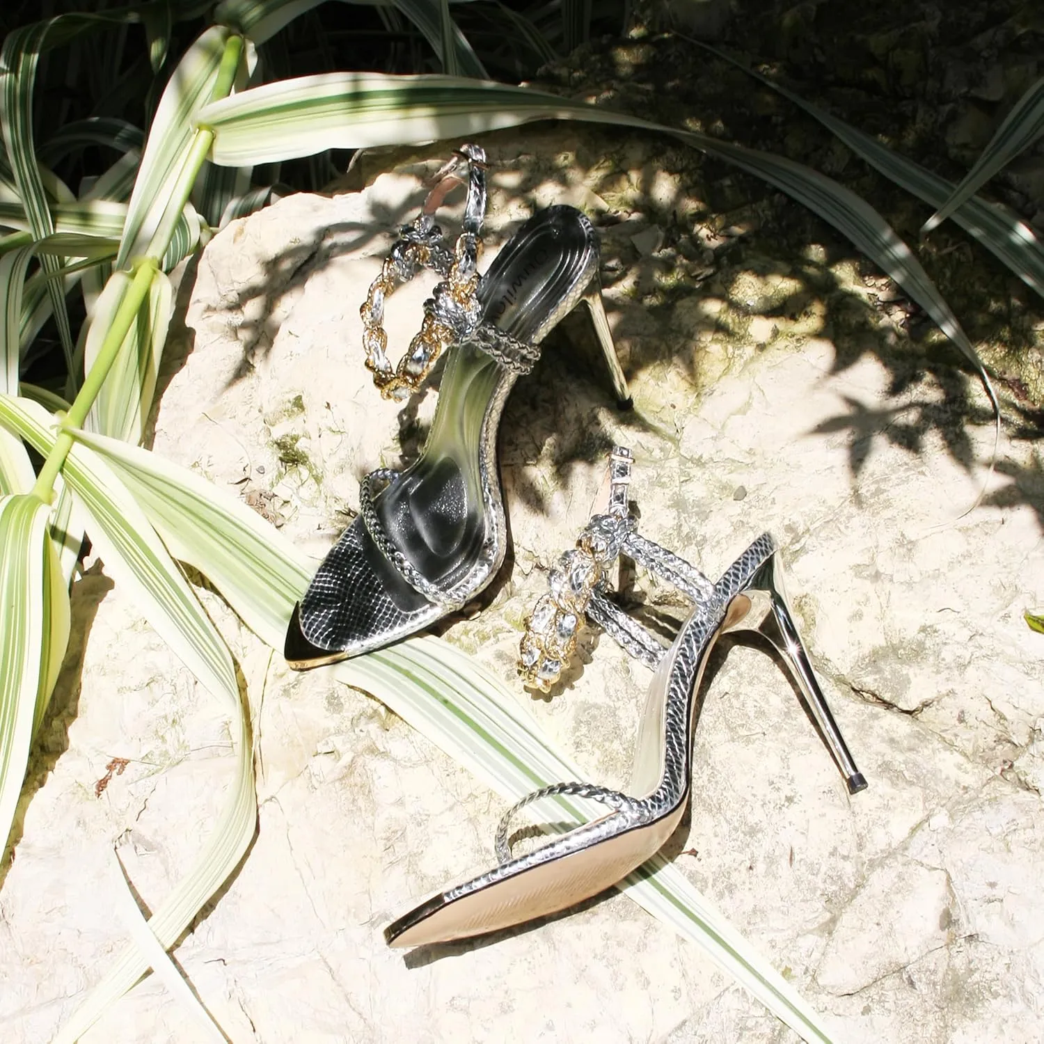 Black Pumps for Women Gold Chain Ankle Strap Open Toe Pointed Toe Stiletto High Heels for Formal Events Weddings Parties and Evening Wear