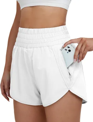 BMJL Women's High Waisted Athletic Shorts Pocket Workout Shorts Gym Sporty Running Shorts(S,Black374)