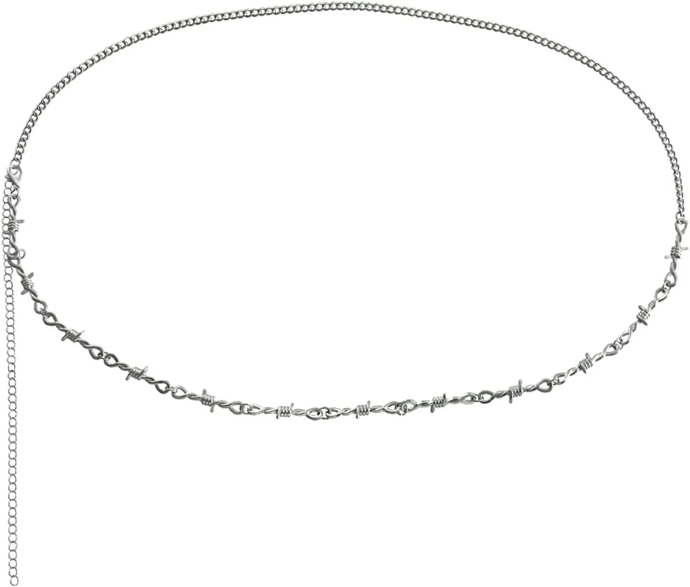 Body Chains, Thorns Adjustable Waist Chains for Women Sexy, Silver Belly Necklaces Length 105CM