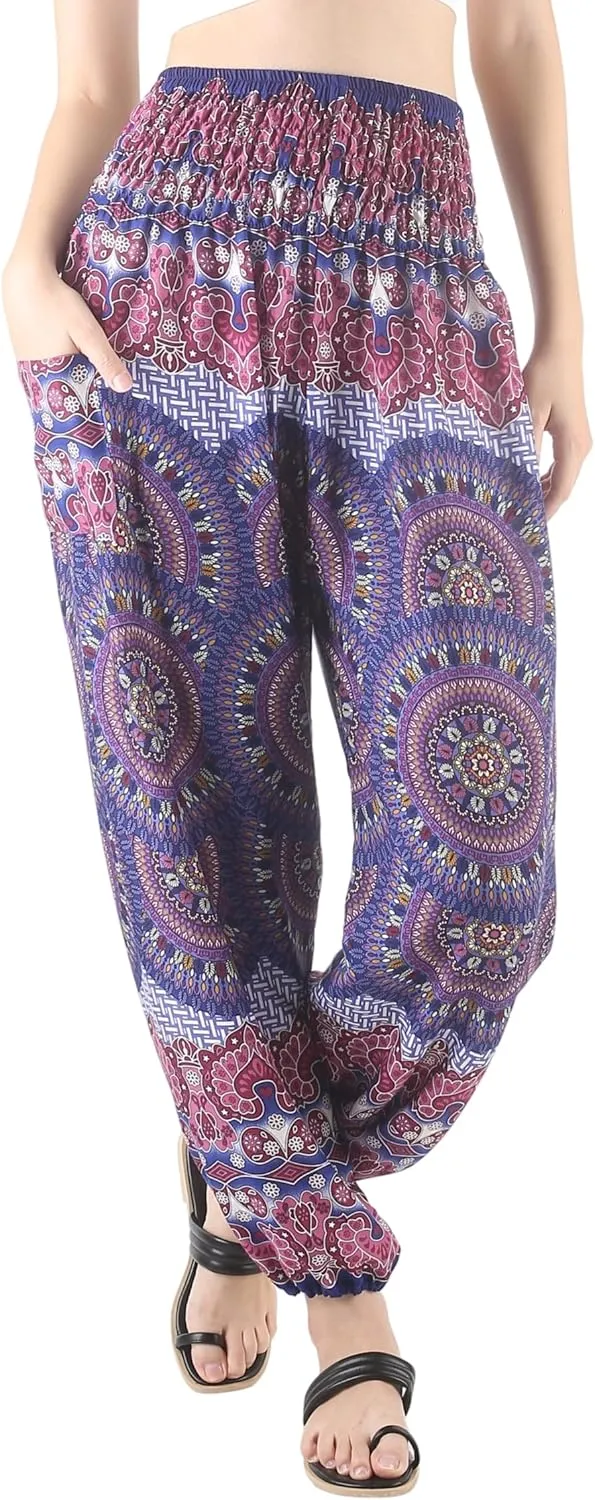 Boho Pants | Harem Pants Women with Pockets | Soft & Breathable Flowy Pajamas | Soft Yoga Pants| Hippie Clothes for Women
