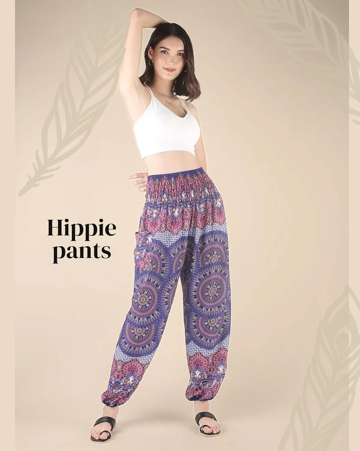 Boho Pants | Harem Pants Women with Pockets | Soft & Breathable Flowy Pajamas | Soft Yoga Pants| Hippie Clothes for Women