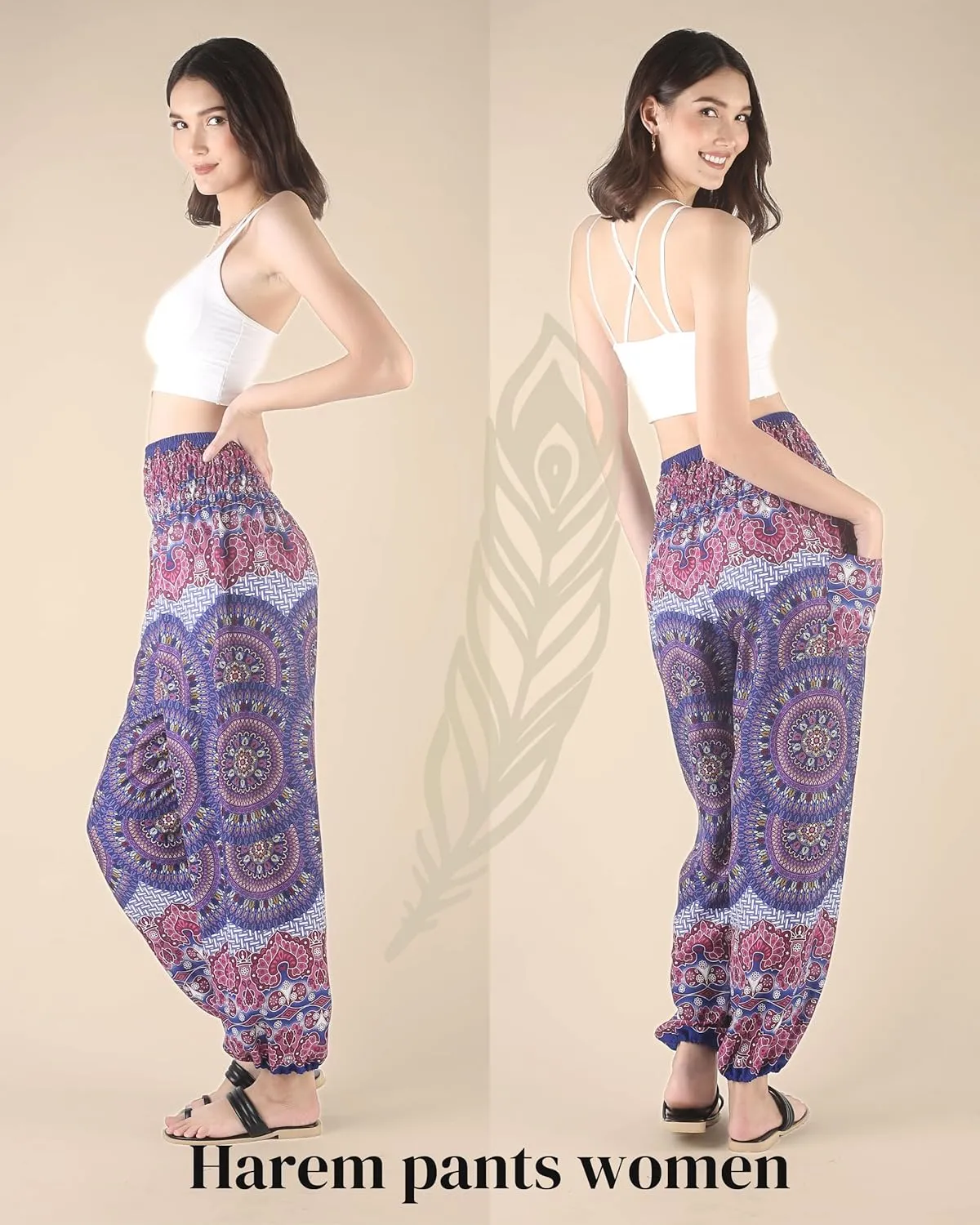 Boho Pants | Harem Pants Women with Pockets | Soft & Breathable Flowy Pajamas | Soft Yoga Pants| Hippie Clothes for Women