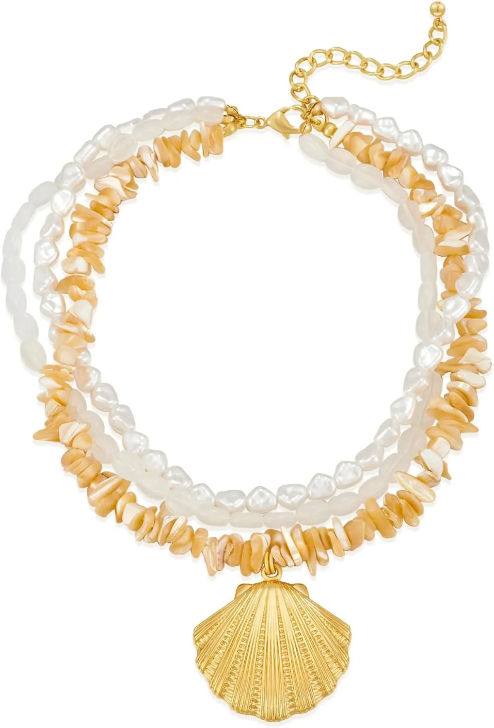 Boho Shell Necklaces for Women White Puka Chip Shell Necklaces Summer Bead Necklace Ocean Necklace